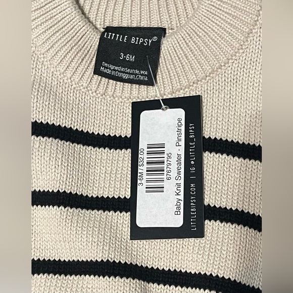 Little Bipsy
NWT
Size 3-6 months 

Cream and Black Striped Sweater - Picture 3 of 3